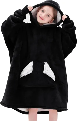 Miniatura 13 de Touchat Manta Ponible con Capucha, Sudadera de Manta Sherpa Oversized con Capucha, Bolsillo y Mangas, Manta con Capucha de Felpa Súper Suave y Rosa