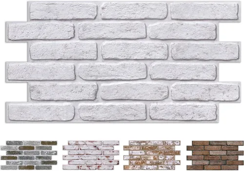 Miniatura 19 de COMSTICKC 3D Whitewash Faux Brick Wall Panel Peel and Stick Wall Covering, 12 Pcs of 22.8" x 11.8", 3D Brick Wall Stickers, UrltraLight PVC Self