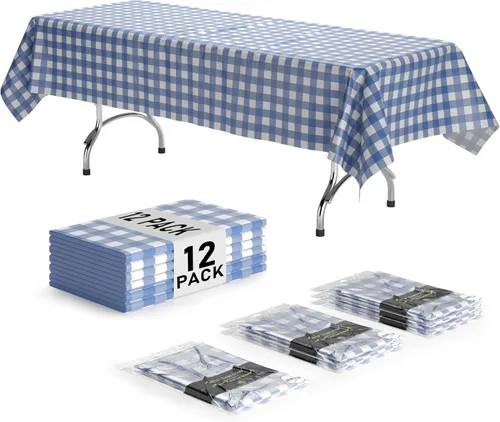 Miniatura 32 de Exquisite Cubierta de Mesa para Picnic - Paquete de 6 Manteles Premium Rectangulares de Plástico - Cubierta de Mesa para BBQ a Cuadros Negro