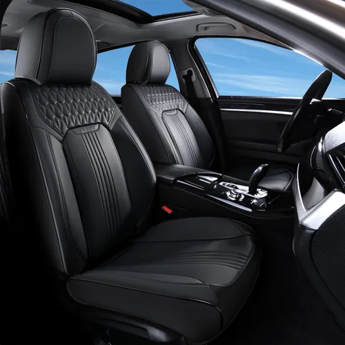 Miniatura 13 de Coverado Juego Completo de Fundas de Asiento de Automóvil, Fundas de Asiento de Cuero de Lujo para Delantero y Trasero, Fundas de Asiento En