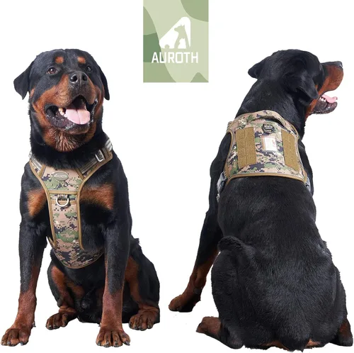 Miniatura 2 de Auroth - Arnés táctico para perros grandes, ajustable, antitirones, reflectante, K9, chaleco de entrenamiento para mascotas, arnés de servicio Camo