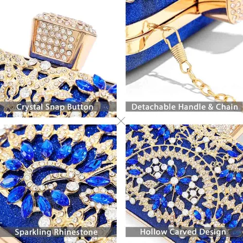Miniatura 3 de Yokawe Bolso de mano de noche de cristal para mujer, bolso de boda nupcial con diamantes de imitación para fiesta