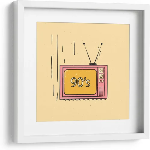 Miniatura 10 de Canvas Lab The 90's on TV by Vision Grasp Art 11 x 11 in Fine Art Framed Print, Frame Color: Black, With Mat History, Illustrations, Pop