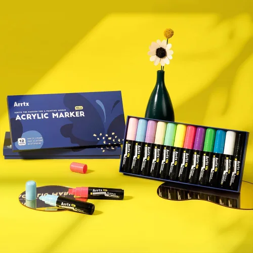 Miniatura 9 de Arrtx 10 marcadores de pintura acrílica jumbo, punta de fieltro de 0.59 pulgadas, impermeables, inodoros, no tóxicos, suministros de arte
