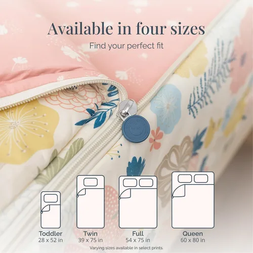Miniatura 7 de Beddy's Flower Blossoms - Ropa de cama duradera con cremallera para niños - Cama en una bolsa - Sábanas y edredón florales rosas - Incluye funda