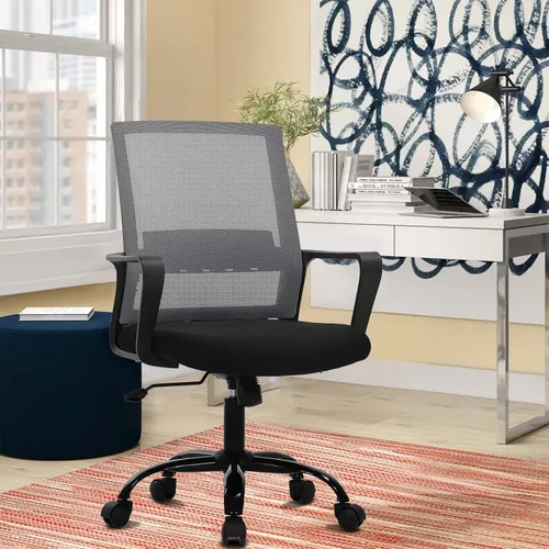 Miniatura 8 de Meet perfect Silla de oficina ergonómica de escritorio para computadora, respaldo medio con reposabrazos y soporte para la espalda, moderna silla