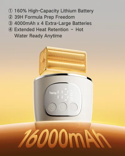 Miniatura 3 de Calentador de biberones portátil para viajes, calentador de leche materna y fórmula de calentamiento rápido con batería de 16,000 mAh, calentador