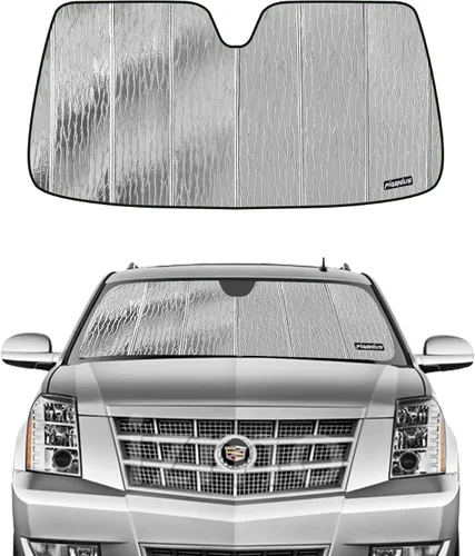 Miniatura 9 de Pigenius Parasol de parabrisas para Cadillac/Chevy/GMC Escalade Suburban Tahoe Yukon 2015-2020, acabado plateado metálico