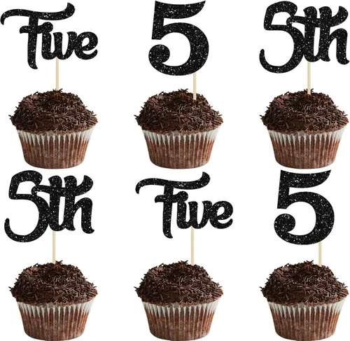 Miniatura 15 de 24 piezas de adornos para cupcakes de tercer cumpleaños, adornos para cupcakes de tercer cumpleaños con purpurina, tres adornos para cupcakes
