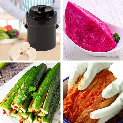 Miniatura 5 de Fermentation Crock Jar 10 litros/2.6 galones – Olla de gres para fermentación, decapado de kimchi, encurtidos, verduras, kombucha – fermentador