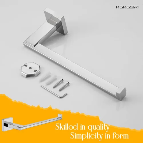 Miniatura 8 de KOKOSIRI Barra para toallas de mano cromada, herrajes de baño, soporte de anillo para toallas montado en la pared para cocina, inodoro, gabinete