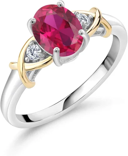 Miniatura 133 de Anillo de compromiso de oro amarillo de 10 quilates y plata 925 con piedra natal y diamantes cultivados en laboratorio para mujer, ovalado de 0.315