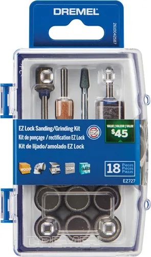 Dremel EZ727-01 EZ Lock Kit de accesorios de herramientas rotativas de lijado y molienda, juego surtido de 18 piezas, perfecto para lijado y afilado