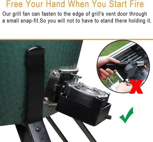 Miniatura 4 de DC12V Soplador de Aire para Iniciar Fuego de Barbacoa Soplador de Cocina Soplador de Parrilla para Big Green Egg y Kamado Joe Classic, Reduce