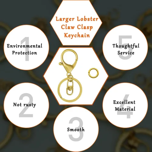 Miniatura 3 de 30 llaveros dorados con cierre de langosta para la fabricación de joyas, cierre de langosta de metal, clips de gatillo giratorios con cierres