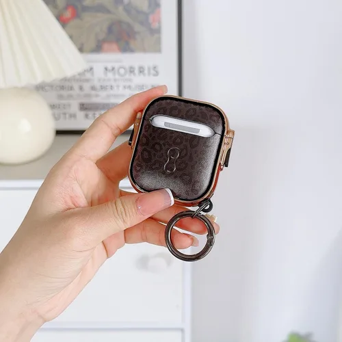 Miniatura 4 de Linda Funda Clara para AirPods 2/1 Generación Leopardo, Diseño de Bloqueo Seguro Estilo Niña, Funda Protectora a Prueba de Golpes Kawaii para Apple