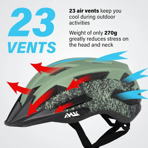 Miniatura 4 de Casco de bicicleta de carretera para adultos jóvenes, casco de bicicleta de montaña ajustable para hombres y mujeres con visera desmontable, 2 Verde