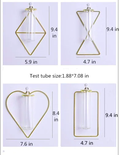 Miniatura 8 de Jarrón nórdico de pared, jarrón hidropónico geométrico dorado, maceta hidropónica para colgar en la pared, jarrón decorativo para centros de mesa