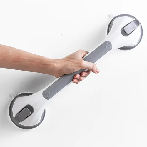 LEVERLOC Barras de agarre para bañeras y duchas, mango de ducha de 17 pulgadas con fuertes ventosas, pasamanos de baño, agarre de seguridad para