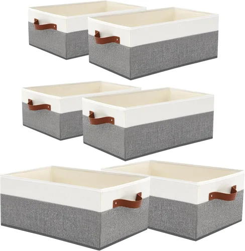 Miniatura 12 de Contenedores Organizadores de Armario Paquete de 3, Contenedores de Almacenamiento Grandes para Estantes, Cajas Cestas de Almacenamiento Plegables