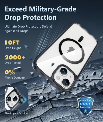 Miniatura 1760 de FNTCASE Funda para iPhone 13 Pro-Max: Fundas magnéticas transparentes compatibles con Magsafe Slim anti amarillamiento protección contra caídas
