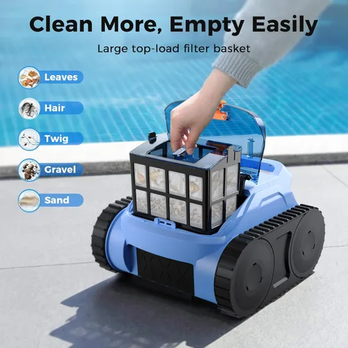Miniatura 7 de Limpiador robótico inalámbrico para piscinas, aspiradora robótica automática para piscinas enterradas, limpieza de robot de piscina de spa de hasta