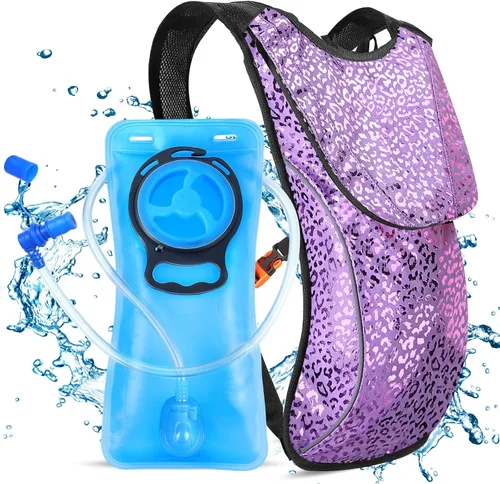 Rave Hydration Pack, Hydration Backpack with 2L Hydration Bladder, Festival Essential Water Backpack for Hiking, Running, Cycling, and Music Púrpura