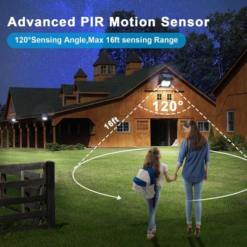 Miniatura 7 de Luposwiten Luces solares para exteriores, 28 LED, luces solares con sensor de movimiento con ángulo de movimiento de 125°, impermeable, IP65
