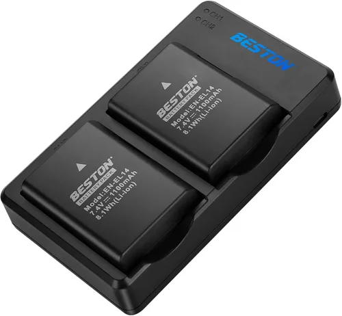 BESTON Paquete de 2 baterías EN-EL14 / EN-EL14a y cargador USB rápido compatible con Nikon D3100 D3200 D3300 D3400 D3500 D5100 D5200 D5300 D5500