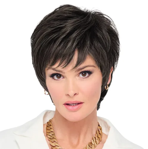 Miniatura 13 de Raquel Welch - Peluca corta Bob atada a mano feroz y enfocada por Hairuwear, gorra de tamaño medio, castaño iluminado por el sol RL10/12