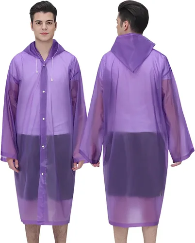 Miniatura 12 de Cosowe Ponchos de lluvia reutilizables para adultos, 2 piezas impermeables de emergencia para mujeres y hombres con capucha y cordón