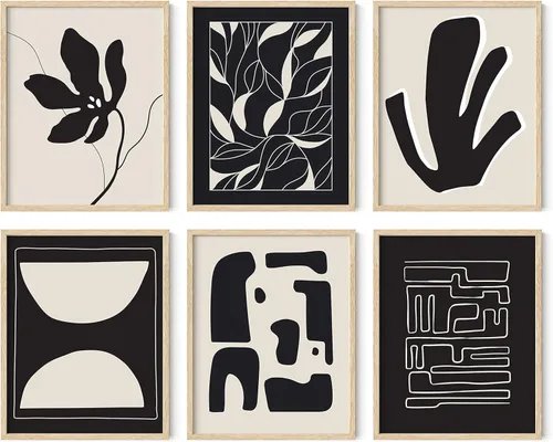 Miniatura 43 de HAUS AND HUES Arte abstracto negro para pared, juego de 6 impresiones artísticas modernas de líneas negras y grises, arte abstracto geométrico Juego