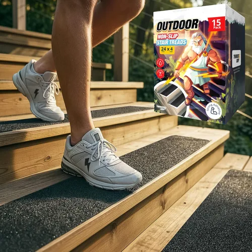 Miniatura 7 de Thunder Grip Peldaños de escalera para exteriores, antideslizantes, 24 x 4 pulgadas, paquete de 8 cintas de agarre exterior resistentes a