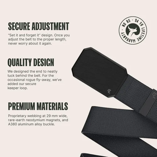 Miniatura 2 de Groove Life - Cinturón de nailon elástico para hombre con hebilla magnética de aluminio