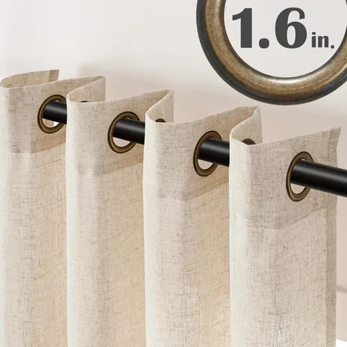 Miniatura 2 de jinchan Cortinas de 108 pulgadas Mezcla de Lino de Lino Semi Transparentes Filtrado de Luz y Resplandor Cortinas Extra Largas para Sala de Estar