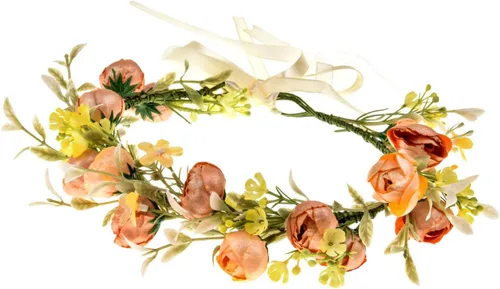 DDazzling Corona de bosque de boda con halo de eucalipto bohemio de hoja verde flor naranja