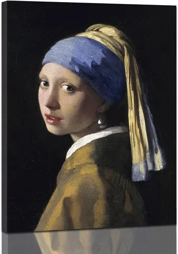 YRYWAWA Jan Vermeer - Pendiente de pared con diseño de niña con perlas, pinturas al óleo famosas, pinturas clásicas para cocina, dormitorio, hogar,