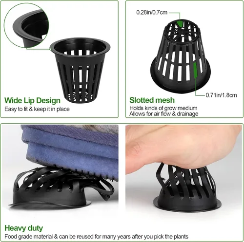 Miniatura 7 de HXSEMAYIG 50 macetas de red de 2 pulgadas, taza hidropónica, tazas de red para cultivo en interiores o exteriores