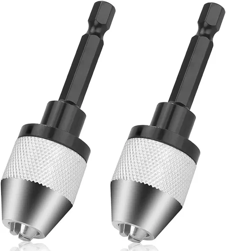 2 portabrocas sin llave – Adaptador de broca de vástago hexagonal de 1/4 pulgadas, convertidor de cambio rápido, adaptador de taladro para
