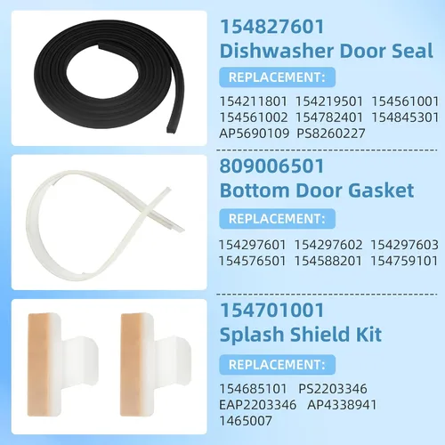 Miniatura 4 de 154827601 para sello de puerta de lavavajillas Frigidaire Gallery Parts Kenmore Electrolux, sello de reemplazo que incluye 809006501 junta de puerta