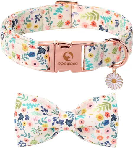 Miniatura 11 de DOGWONG Collar de otoño para perro con lazo, collar de moño para perro de Acción de Gracias, collar ajustable de algodón de otoño con hoja de arce
