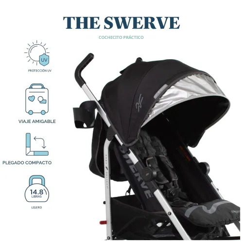 Miniatura 3 de Baby Delight Carriola Swerve Ligera para viajes y todos los días Reclinación multiposición Plegado compacto Almacenamiento extra Negro