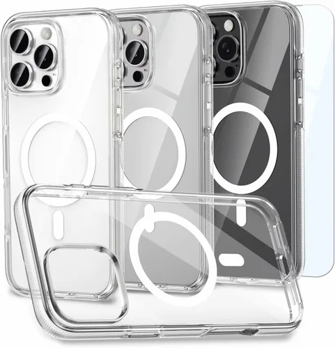 Miniatura 22 de MILPROX Compatible con iPhone 16 Pro Funda – con protector de pantalla – Compatible con MagSafe – Diseño magnético claro transparente – Que no se