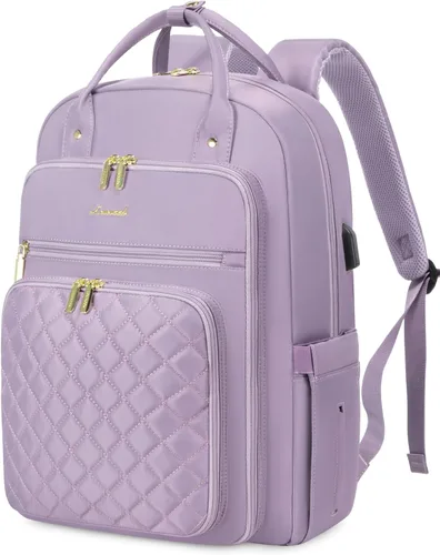 Miniatura 29 de LOVEVOOK - Mochila para portátil para mujer, resistente al agua, mochila de trabajo y viaje, con monedero, elegante, mochila de negocios, mochila