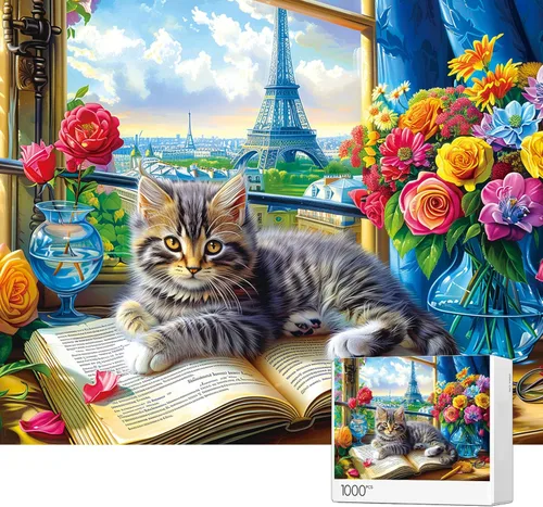 Miniatura 9 de Rompecabezas para adultos, 1000 piezas Rompecabezas Paraíso Animal, Pintura de Dibujos Animados Rompecabezas Desafiantes para Noches