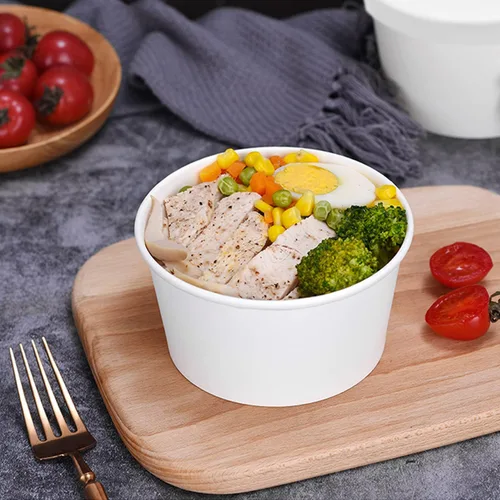 Miniatura 7 de Juego de 50 tazas desechables de helado blanco de 12 onzas con tapa, tazas de papel para llevar, taza de papel para llevar, recipiente de comida