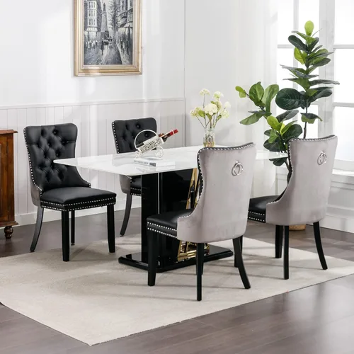 Miniatura 2 de Juego de 6 sillas de comedor modernas para sala de estar, cocina, patas de madera maciza, cojín acolchado de tela de lino, asiento y respaldo