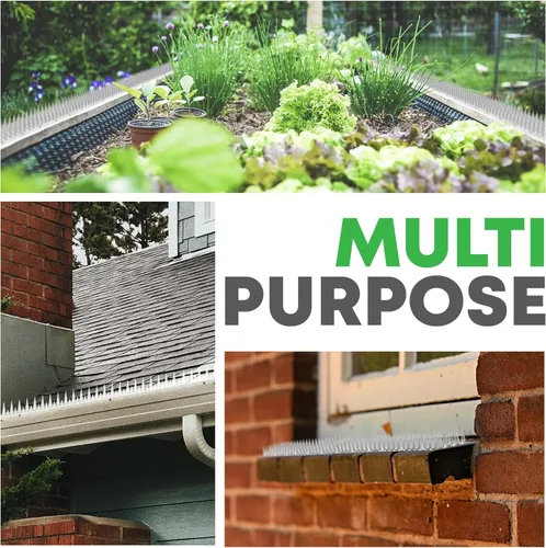 Miniatura 6 de Petfolio Paquete de 32 disuasorios de aves para patio exterior – Púas disuasorias transparentes de 35 pies para mantener alejadas a las aves