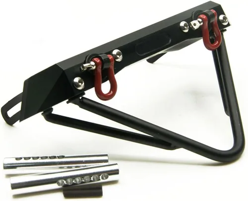 Miniatura 5 de Barra de parachoques delantero de acero negro con grilletes de cabrestante para 1:10 RC Crawler Car AXIAL SCX10