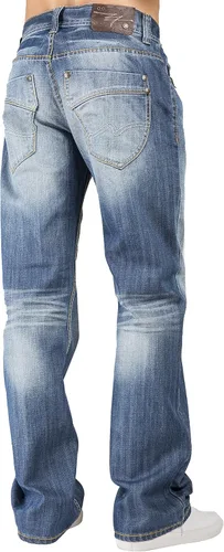 Miniatura 2 de Level 7 Jeans relajados y de pierna recta para hombre con corte de bota y bolsillo con cremallera